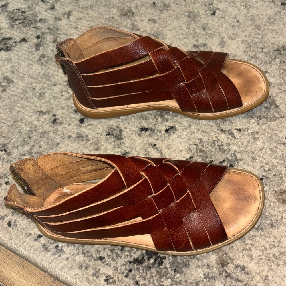 Born Iwa Woven Brown Leather ankle length Sandals size 7 - Picture 13 of 13
